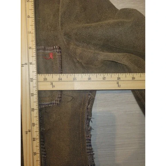 RAW Vintage Distressed Brown Suede Leather Blazer Jacket Applique Buttons M sexy - Picture 16 of 16